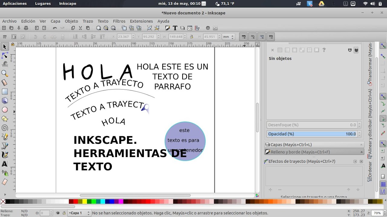 Semana 3: Trabajando con texto y colores en Inkscape Objetivo: Agregar texto y aplicar colores y degradados.